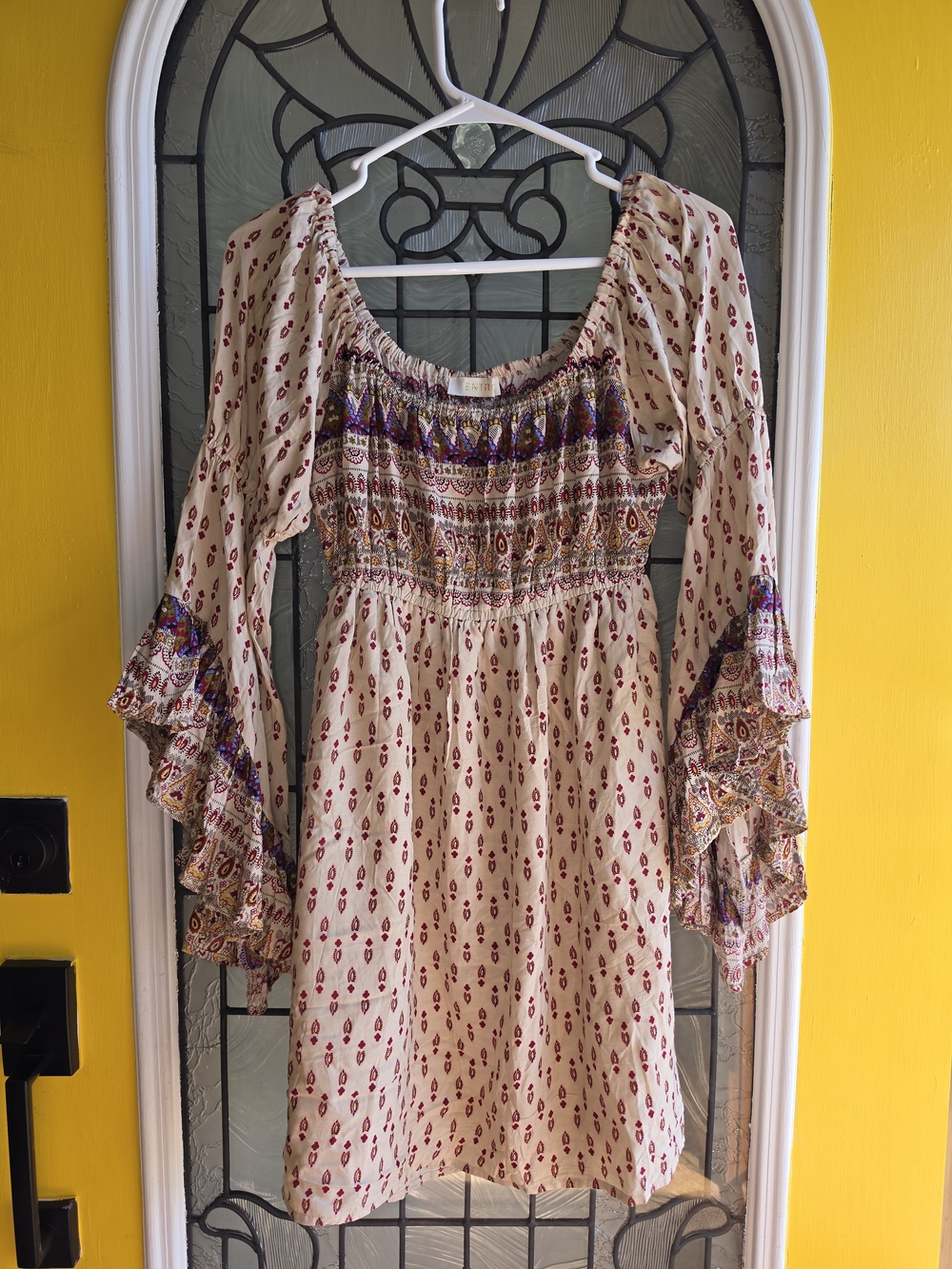 entro Bell Sleeve Cream Dress